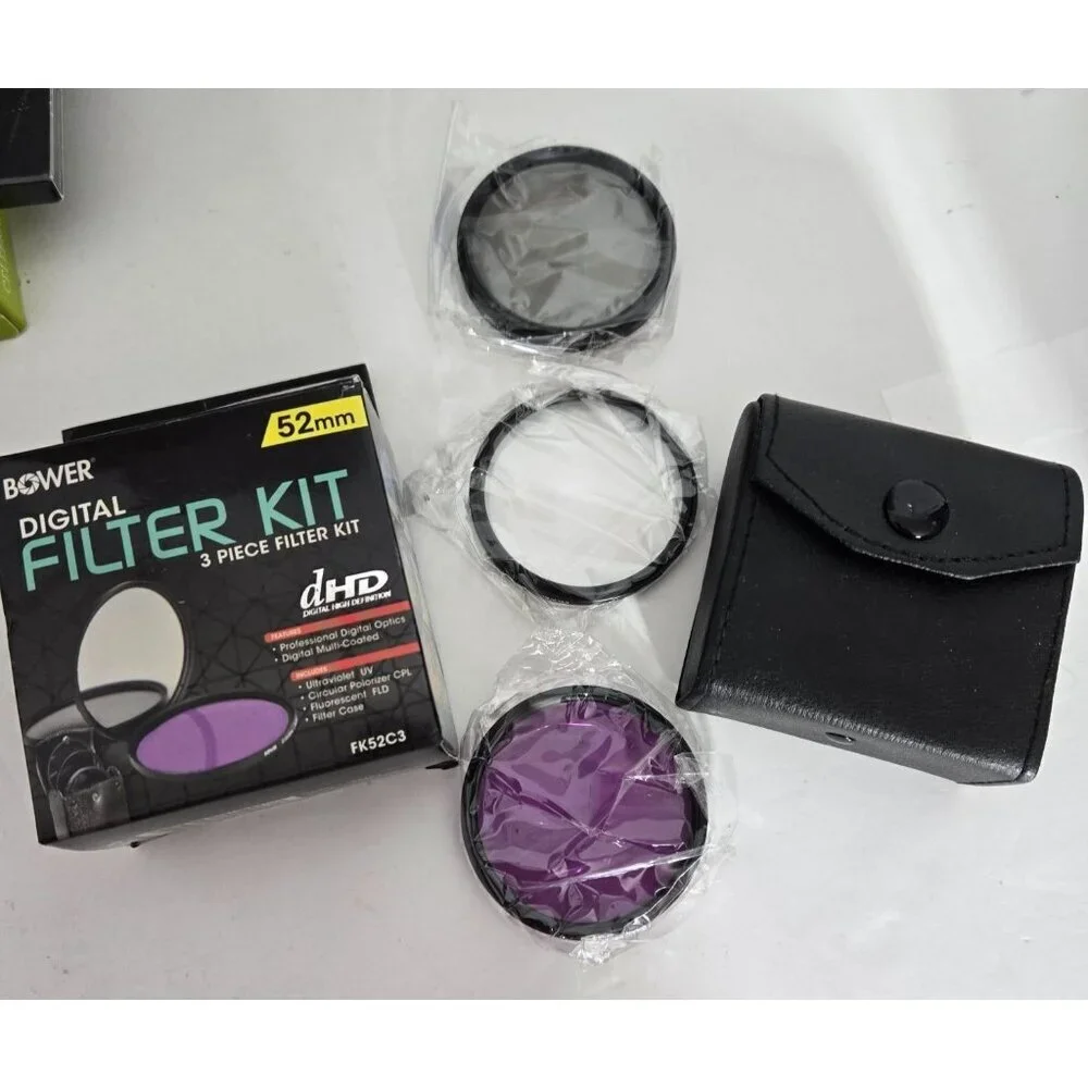 Bower 52mm Digital Filter Kit 3 Piece: UV CPL FLD Filters w/ Pouch‎